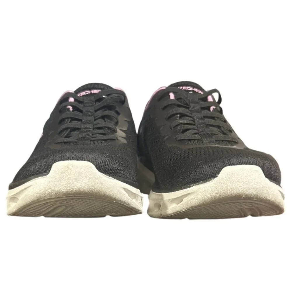 Skechers Womens Size 8 Black Pink Mesh Hands Free Slide On Swift Fit Shoes